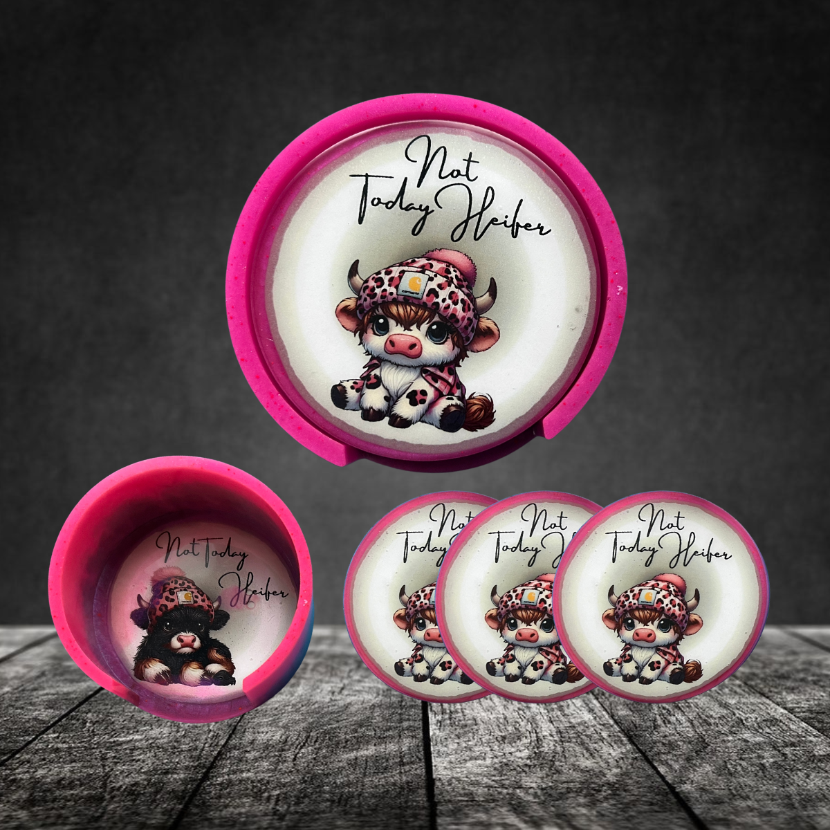Not Today Pink Leopard Coasters