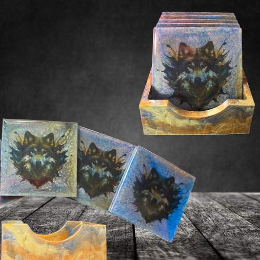 Patina Wolf Coaster Set
