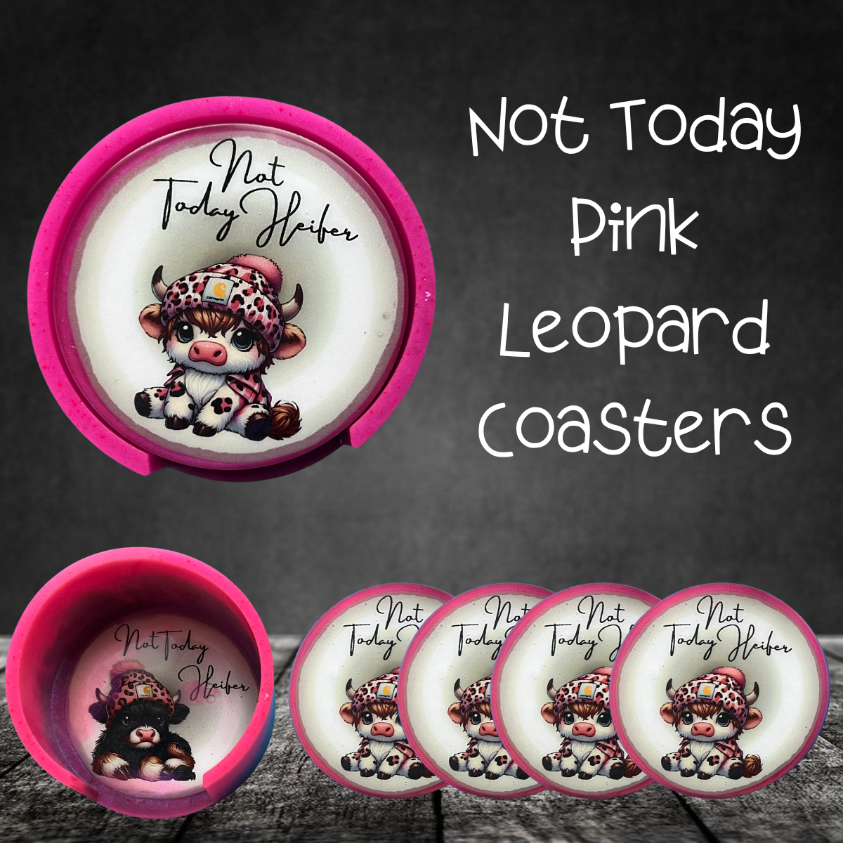 Not Today Pink Leopard Coasters